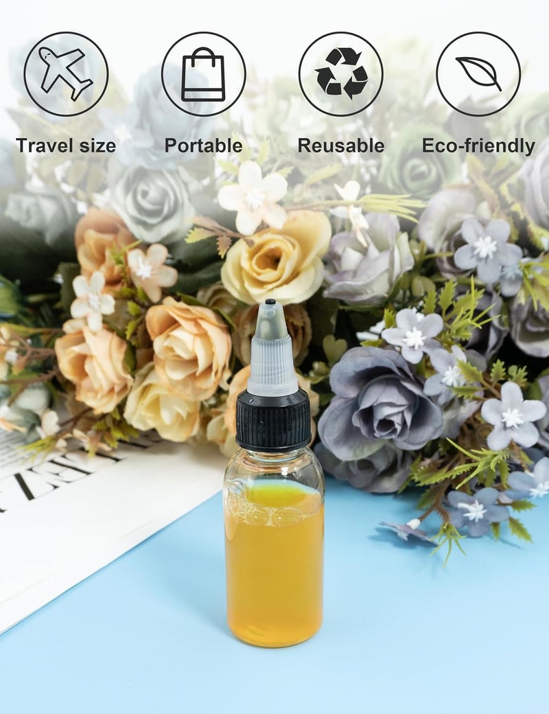 EOSAU 20 Pcs 1oz Plastic Squeeze Bottles with Twist Top Cap, 30ml Clear Dispensing Bottles, Empty Squirt Bottle for Liquids, Sauces, Arts, Crafts, Travel - Image 3